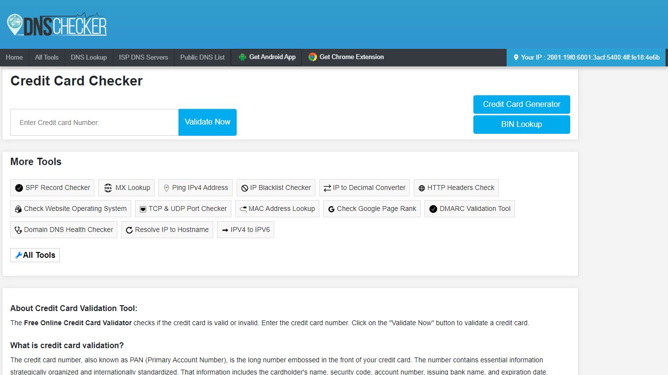 Credit Card Validator - CC Checker